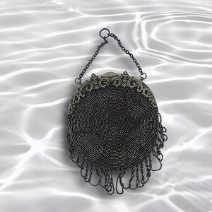 Antique Art Deco Noveau Chatelaine Beaded Wristlet Purse